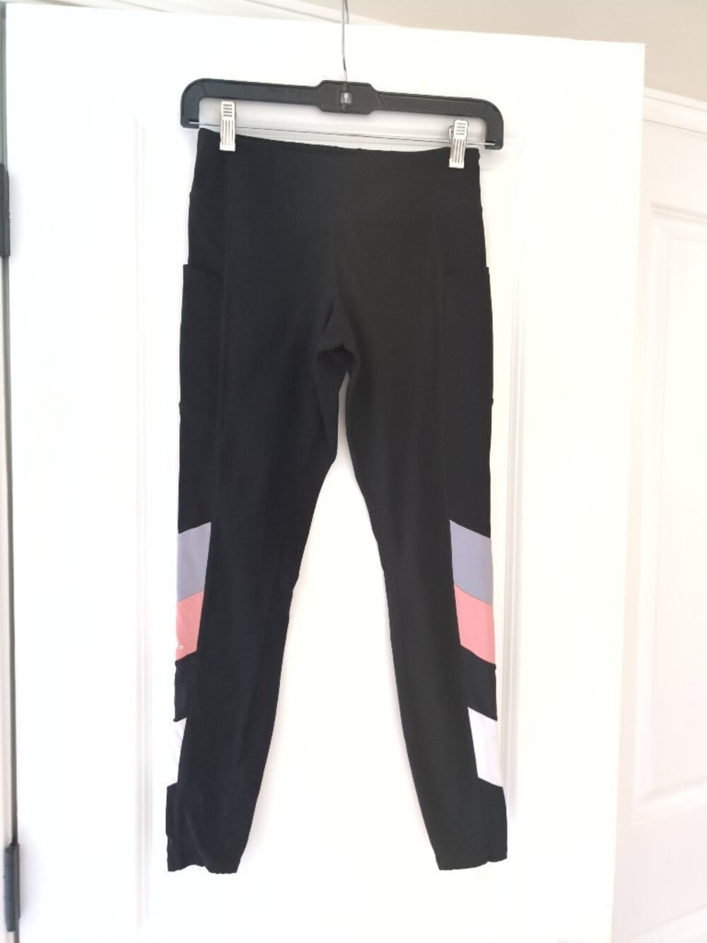 Arbonne Colorblock Leggings Sz M Black Pockets Activewear Yoga